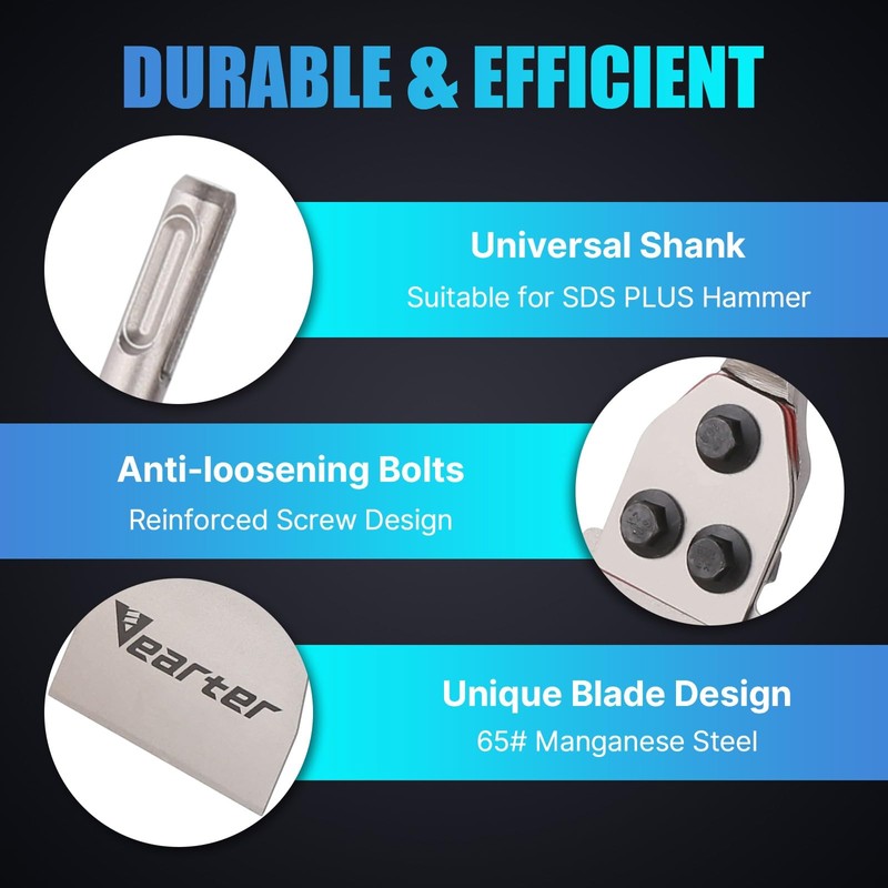 Vearter 5''x12'' SDS Plus Shank Electric Hammer Floor Scraper Replaceable
