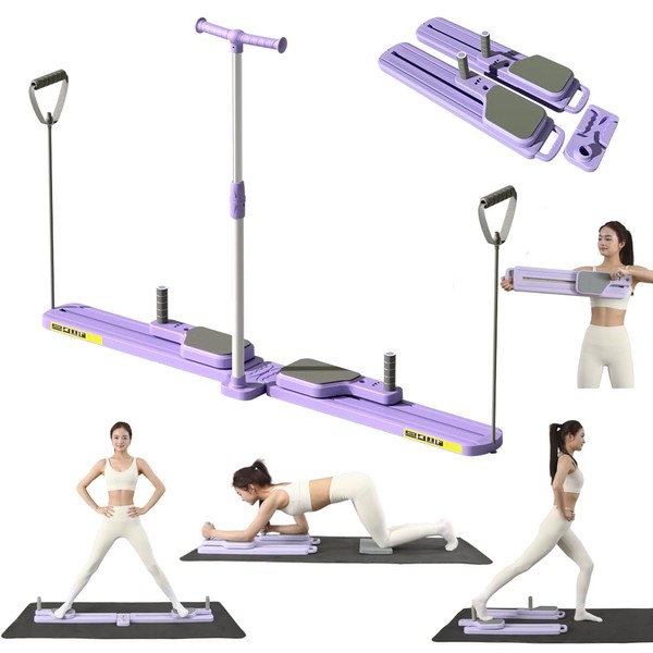 Upgraded Split Pilates Reformer Board with Resistance Bands, Multi-Purpose Rebound