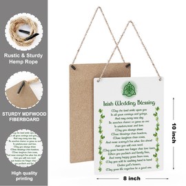 Hanging St Patricks Day Wood Decor Sign, Irish Wedding Blessing Printed Wood Wall Art Sign, Home Signs Decor, Irish Blessing Sign, St Patricks Day Decor, Rustic Farmhouse Decor - 10 x 8 Inches