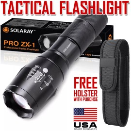 Solaray Tactical Flashlight LED 18650 AAA Work Emergency Car Security Light with Holster