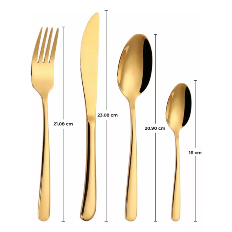 KASABLANCA Juego De Cubiertos De Acero Inoxidable Dorado 16 Pzas