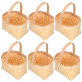 HOMOCONO 6Pcs Mini Woven Handheld Baskets Decorative Candy Storage Baskets for Parties Treats and Baskets