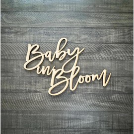 Wooden Baby in Bloom Sign for Backdrop, 17.7 * 11.8inch Baby Shower Party Sign Decorations Supplies for Boy/Girl Baby Shower Decorations Gender Reveal Backdrop Party Photography Background