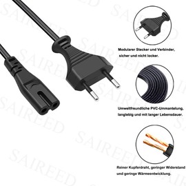 Power Cord Power Cable 2-Pin Replacement for Yamaha Yas-209 Yas-109 Soundbar Sound Bar AC Power Cable