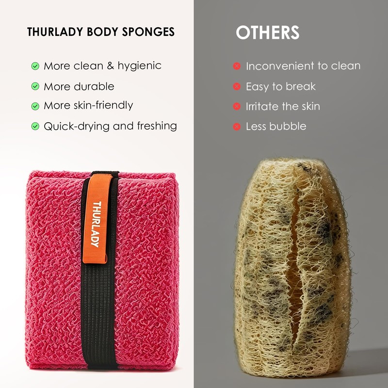 THURLADY Exfoliating Body Scrubber, Rough Body Scrubber Exfoliator, 2 Pack