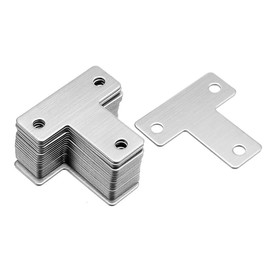 uxcell Flat T Shape Repair Mending Plate, 43mmx43mm, Stainless Steel Joining Bracket Support Brace, Pack of 20