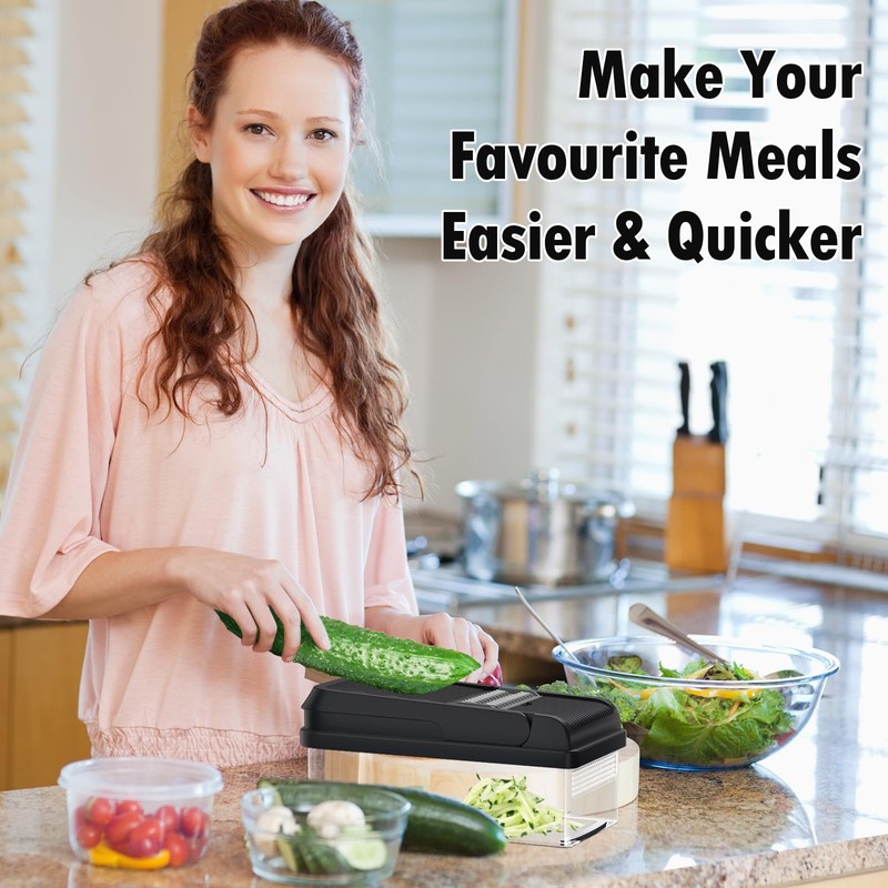 SpaceHacks 12-in-1 Vegetable Chopper, Kitchen Gadgets with 7 Blades, Veggie,