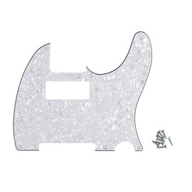 ROZILO 8 Hole Tele Mini Humbucker Pickguard with Mini Humbucker Pickup Hole for Tele/Telecaster White Pearl