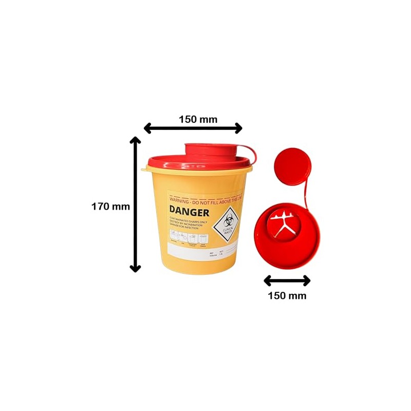 FabaCare 1 x Cannula Disposal Container 1.5 Litres for Cannulas,