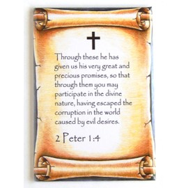 2 Peter 1:4 Bible Verse Fridge Magnet (2.5 x 3.5 inches)