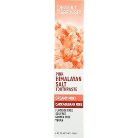 Desert Essence Pink Himalayan Salt Toothpaste Creamy Mint, Fluoride Free, 6.25 Ounce (Pack of 3)