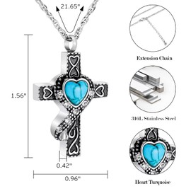 XIUDA Cross Cremation Jewelry for Human Ashes Stainless Steel Urn Necklace for Ashes Memorial Cremation Ashes Necklace for Women Men