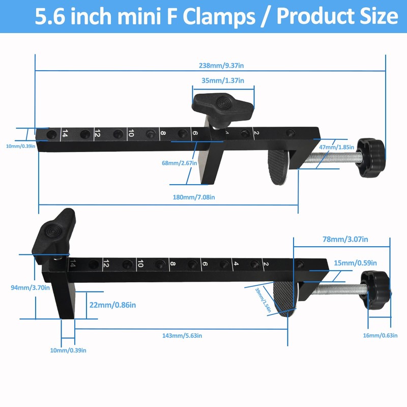 F Clamps Set,2-Pack 5.5" Clamp/Spreader, Quick-Change F Clamp,Bar Clamps with