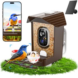 Smart Bird Feeder with Camera Solar Powered, Birdfeeder Cam for Outside Garden, AI Identify 10K+, 2K HD Live, WiFi Birdhouse Camera, Gifts for Bird Lover