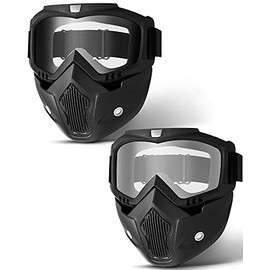 2 Pieces Motorcycle Goggles Helmet Riding Goggles Glasses With Face Cover (Gray, Transparent)
