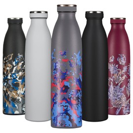 B2DO Stainless Steel Drinking Bottle, 750 ml, Grey Red, Reusable Vacuum Metal Thermos Flask, Water Bottle, Leak-Proof Insulated Thermos Flask, BPA-Free Insulated Flask for Sports, Office