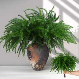 TISEMENT 12 Pcs Real Touch Norfolk Pine Branches,Christmas Artificial Norfolk Pine Stems for Vase,DIY Crafts Faux Greenery Stems for Indoor/Outdoor Christmas Decor.