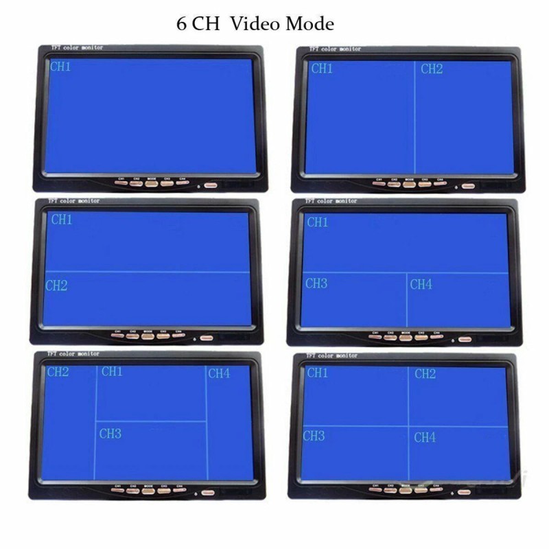 iPoster 7" Quad Monitor Screen Car Backup Camera Rear View