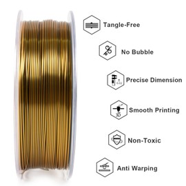 Geeetech Silk PLA Filament 1.75mm Silk Dual Color Filament,Coextrusion Dichromatic Metal-Like Shiny Consumable 1kg (2.2lbs) 1 Spool,Dimensional Accuracy +/- 0.03 mm, Gold Black
