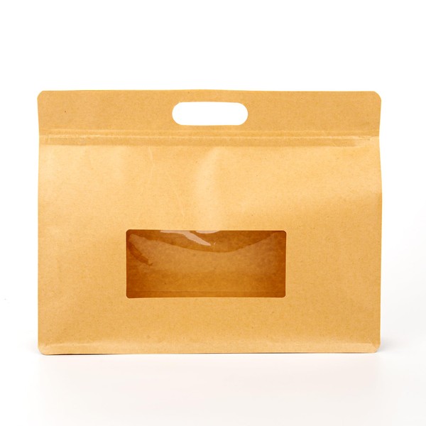 Brown Kraft Paper Side Gusset Flat Bottom Stand Up Pouch