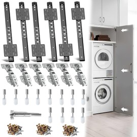 Pisman Pocket Door Slides 16 inch 6 PCS and Hardwares for Inset and Cabinet Door, Disappearing and Hidden The Slides and The Hinges.