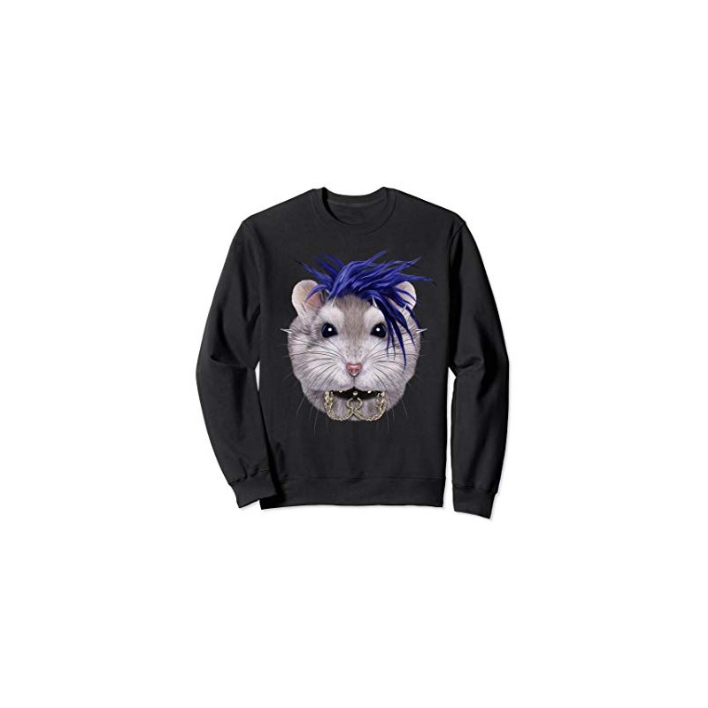 Grey Dwarf Hamster in Punk Rock Style Sweatshirt