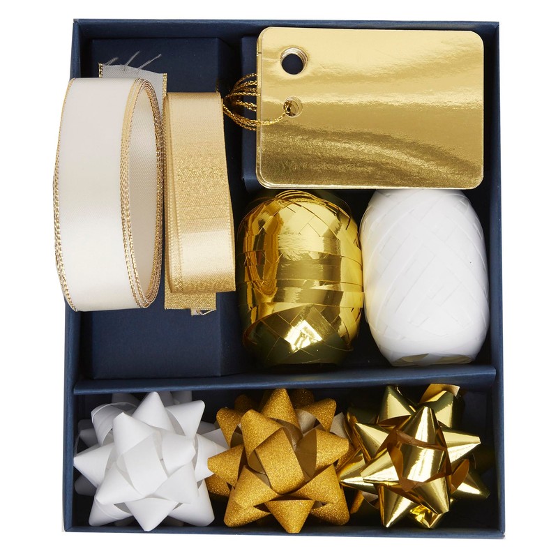 Create Christmas Bow and Ribbon Set, Metallic Gold