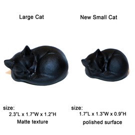 OwMell Tiny Sleeping Cat Statue Hand-Carved Healing Stone Gemstone Little Kitten Statue Figurine 2" - Black Obsidian Small