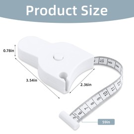 Body Measure, Soft Measuring Tape, ABS, for Fitness, and Ergonomic Design, Plastic, Body Measurements, Body Measure, One Hand Operation, Waist Chest Legs, Compact and Ergonomic (White)
