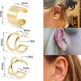 12pcs Ear Cuff Earrings for Men Women, Non Piercing Clip On Cartilage Earcuff Wrap Hypoallergenic Earrings Set (silver)