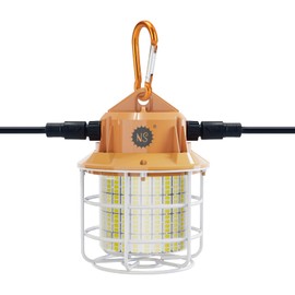 60W Led Temporary Work Light 8700 Lumens 5000K Construction Lights with Stainless Steel Protective Cover and Hook for Indoor Outdoor Connectable Portable Light High Bay Workshop Garage