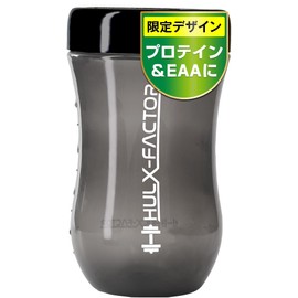 Hulk Factor Protein Shaker, Black, 16.9 fl oz (500 ml), Limited Design, Leak Proof, Small, Stylish, Shaker Bottle, Black, Translucent