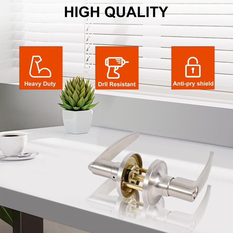 Brigligh High-Security Stainless Steel Door Handle with Lock and Key,