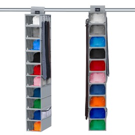 VAESIDA Hat Storage - 10 Tier Updated Hat Hanger Closet Storage Hanging Cap with Dust Cover and Side Mesh Bag Hanging Storage Baseball Cap Clothes Hanging Storage