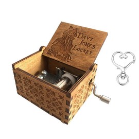 Cuzit Wooden Hand Crank Pirates of The Caribbean Music Box Davy Jones Locket