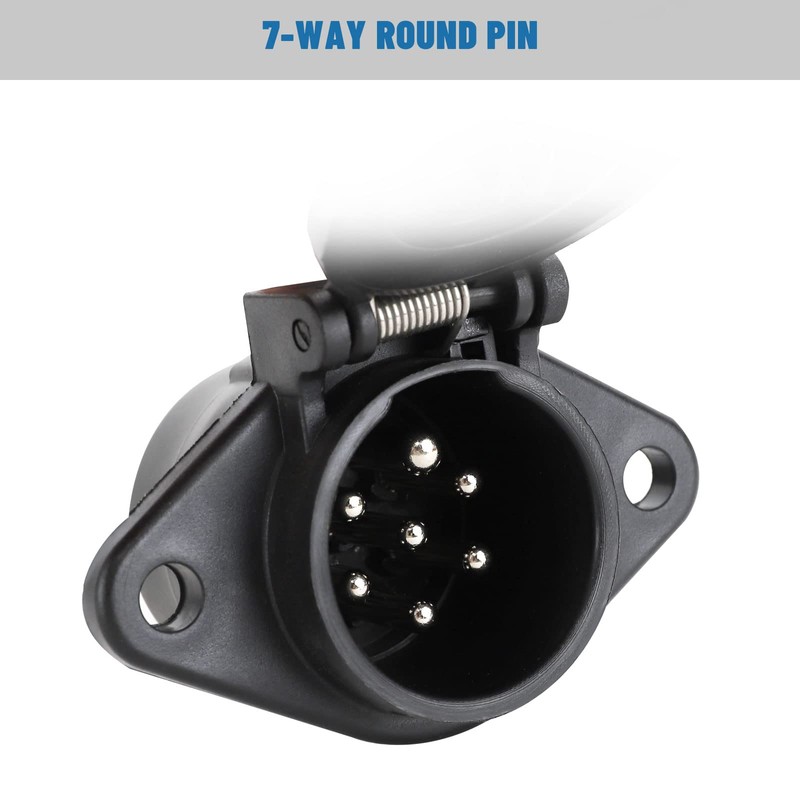 MECMO 7-Pin Round Vehicle-Side Female-End Socket Replacement SAE J560 Style,