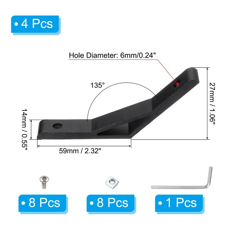PATIKIL 135 Degree Angle Corner Brackets, 1Set2.32x0.55 Inch Aluminum Extrusion
