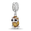 JewelryWeb 2mm Ss Reflections Rhodium Plated Crystal Enameled Owl Dangle