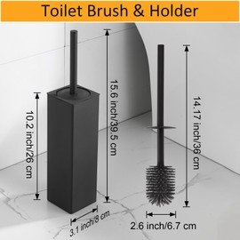 BGL Toilet Brush with Holder 2 Packs Aluminium Free Standing, Bathroom Storage and Organization Toilet Bowl Cleaner Brush and Holder, Square Design Sturdy and Space Saving