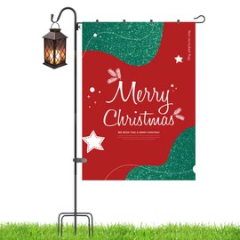 jltkj Upgraded Garden Flag Stand 65.3" Garden Flagpole Stand with Shepherd Hooks for 28 x 40 Flags Yard Flag Holder Stand for Garden Flags(Without Solar Lights & Flag)