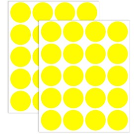 Yeachlaing 1.5" Round Colored Removable Stickers Labels - Yellow,Pack of 500