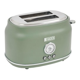 Haden Dorset 2 Slice Wide Slot Stainless Steel Toaster with Adjustable Browning Control & Non Slip Feet, Cedar Green & Chrome