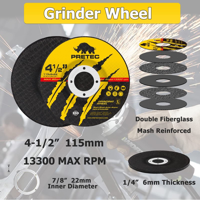 PRETEC 26 Packs Angle Grinder Cutting Flap Grinding Disc Wheel