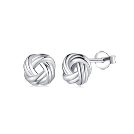 RoseJeopal Silver Stud Earrings for Women, 925 Sterling Silver Stud Earrings, Hypoallergenic Small Knot Twist Studs Earrings, Jewellery Gift for Women Girls (6mm Studs)