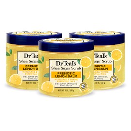Dr Teal's Shea Sugar Scrub, Prebiotic Lemon Balm, 19 oz (Pack of 3)