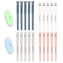 Pack of 20 Cartoon Erasable Ballpoint Pens, Blue, 0.35 mm Rollerball Pen, Erasable Pen Set, Erasable Gel Pen, Panda Gel Pen, Erasable for Adults, Children, Students