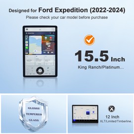 BSTW BSTW for 2024 Ford Expedition Screen Protector for 2022-2024 Expedition SYNC 4A 15.5" Display Expedition SUV Accessories Touch Screen Guard Tempered Glass Protective Film (Expedition 15.5-In HD)
