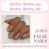 24PCS French White Press on Nails – Short Oval Shape