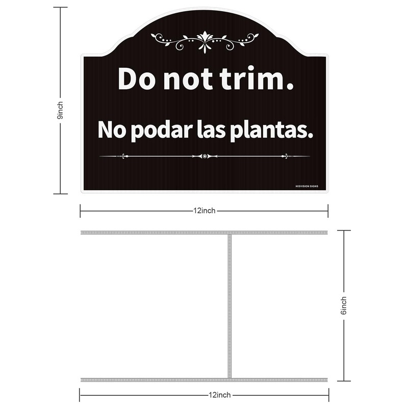 Do Not Trim Sign,Bilingual Plant Sign in English and Spanish,