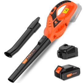 Leisch Life 21V Leaf Blower Cordless | Handheld Electric Lightweight Blower with 4.0Ah Rechargeable Battery & Fast Charger | Adjustable Speeds, Portable Design for Lawn, Patio, Yard, Sidewalk Cleaning